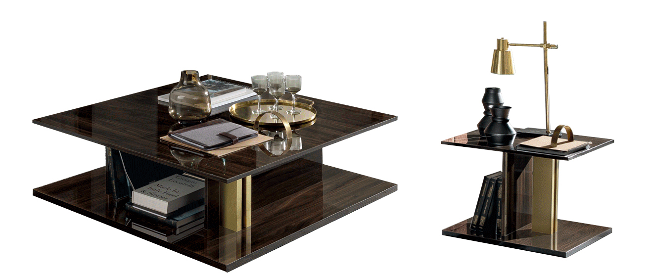 Brands Franco Gold Volare Dark Walnut Coffee and End Tables