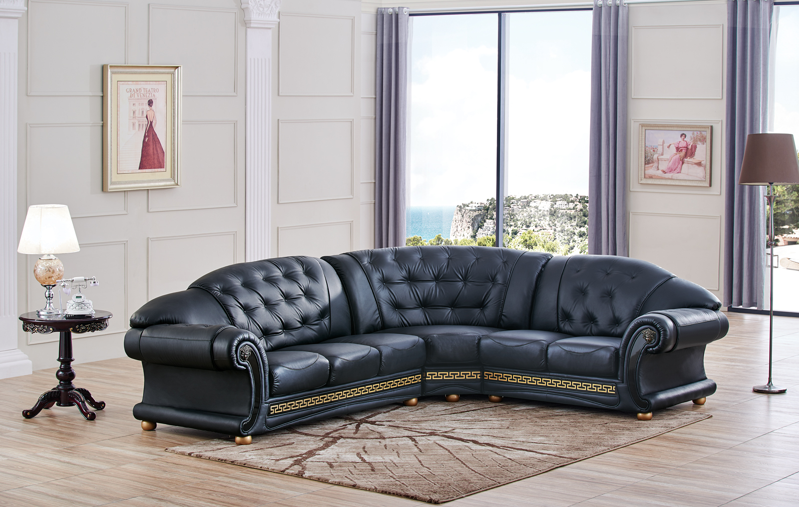 Living Room Furniture Sectionals with Sleepers Apolo Sectional Black