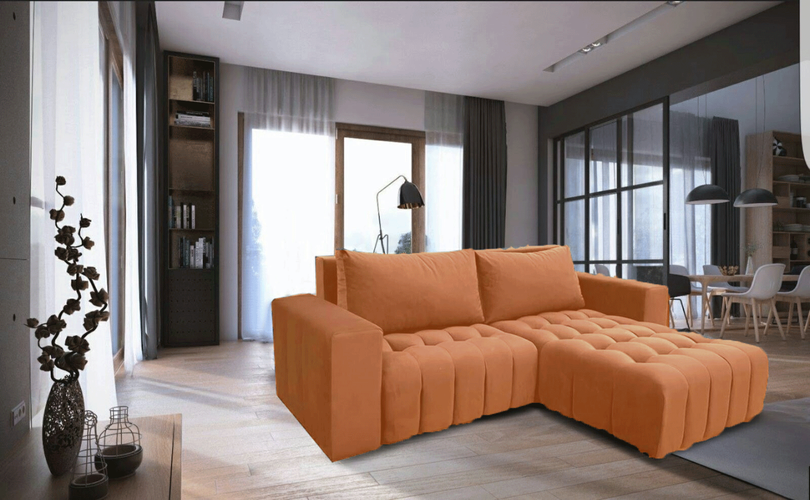 Bedroom Furniture Modern Bedrooms QS and KS Neo sofa bed w/ storage Orange