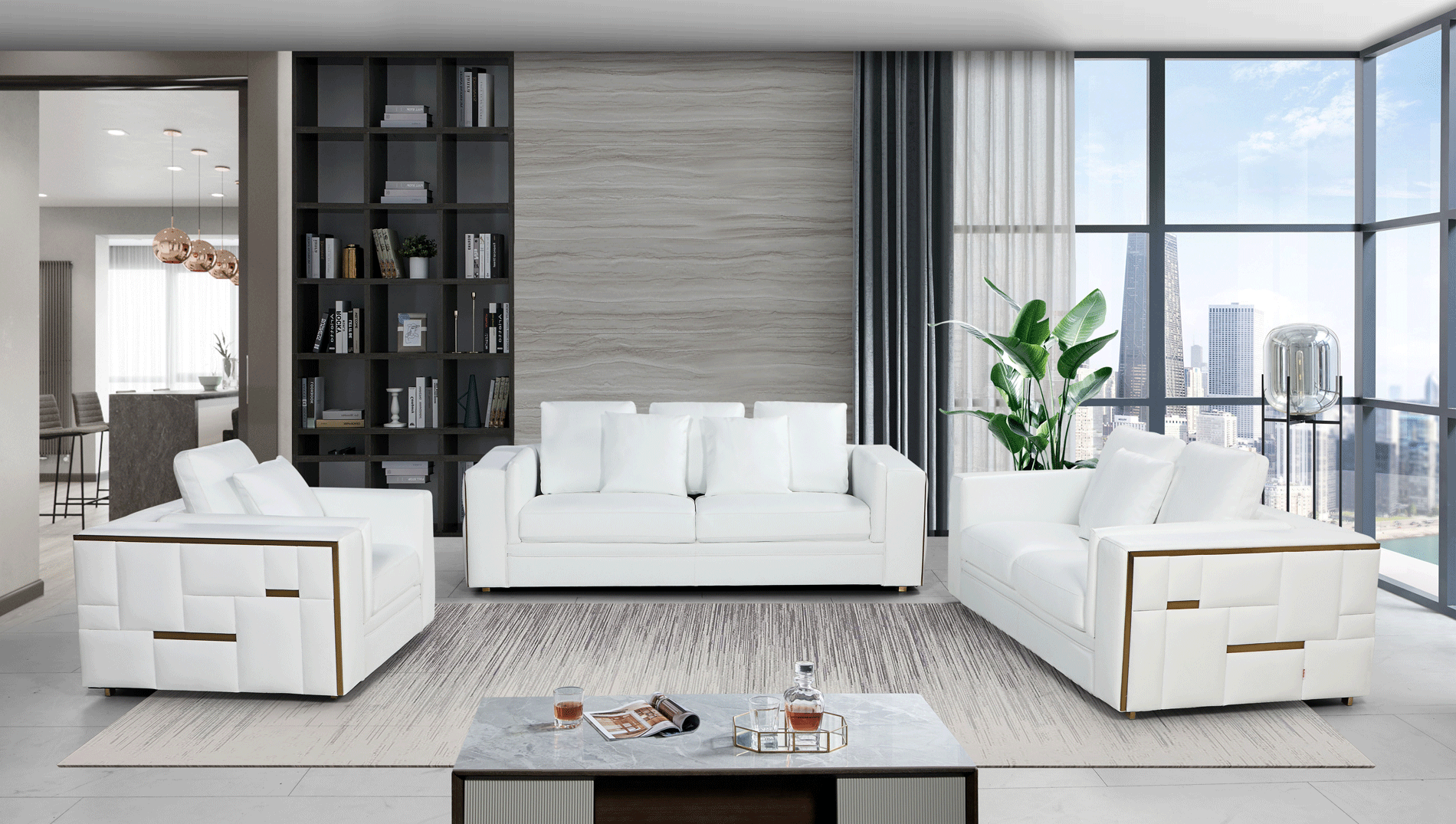 Brands Status Modern Collections, Italy 1005 White Living room