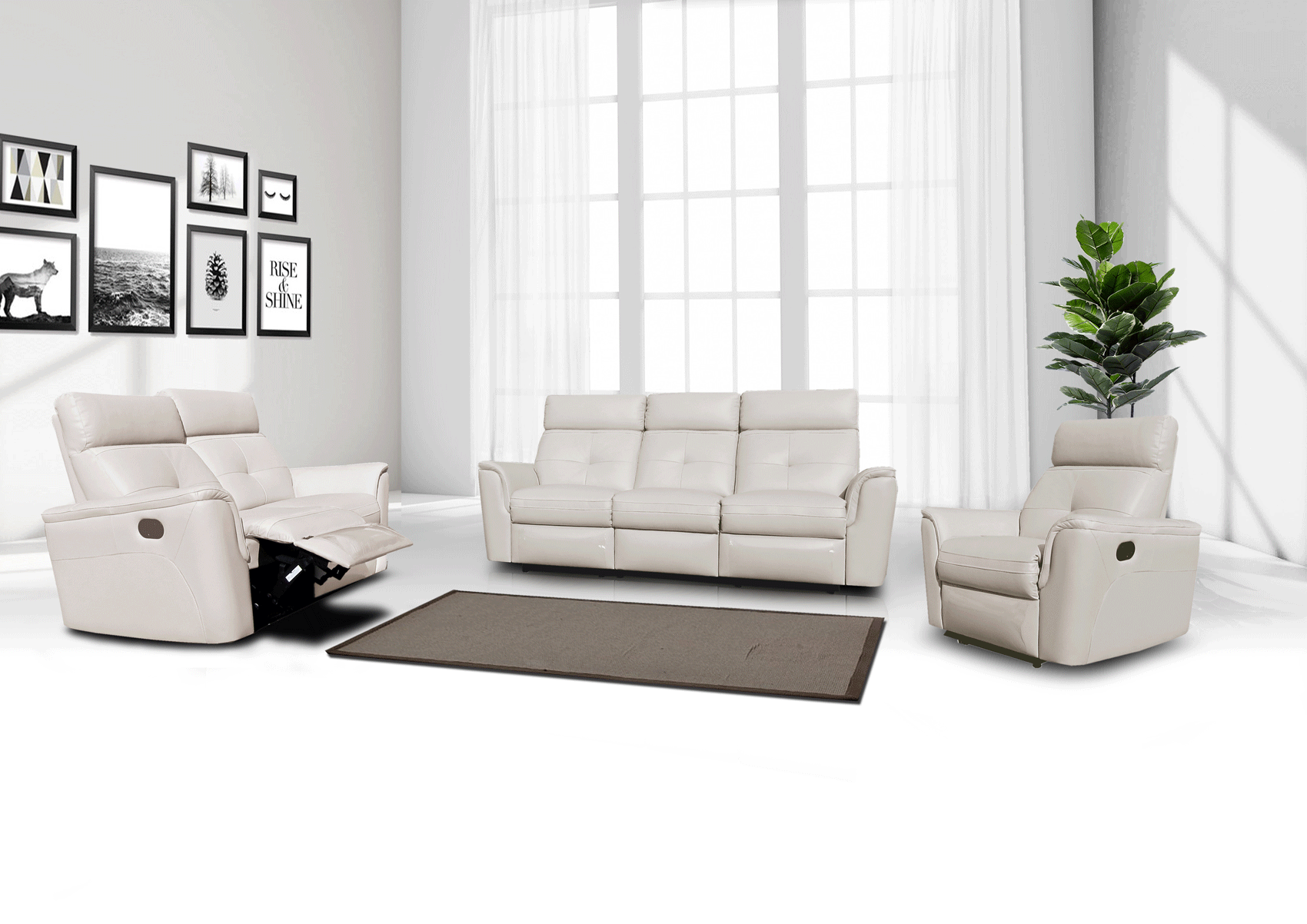 Brands SVN Modern Living Special Order 8501 White w/Manual Recliners